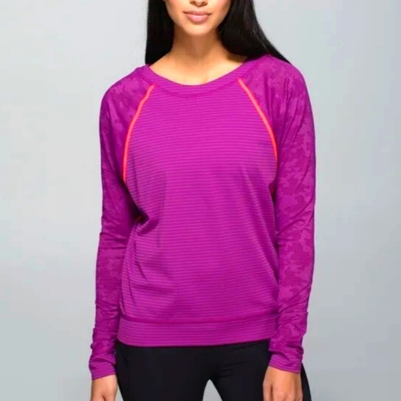 Lululemon Run For Days Long Sleeve Regal Plum Top Luxtreme Mesh Size 4 Loose ^ - Picture 1 of 7